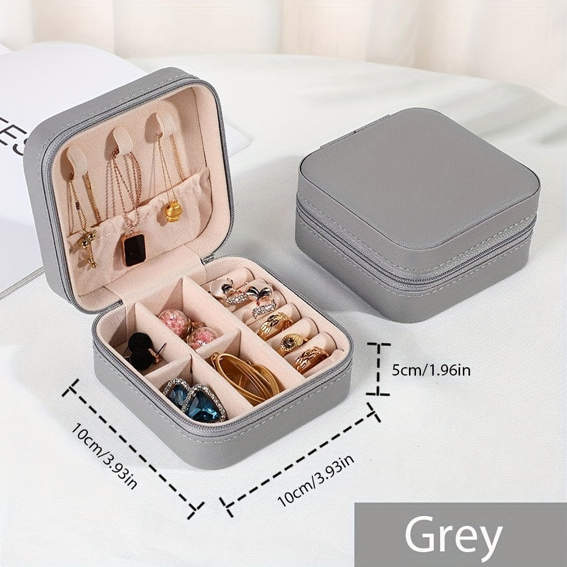 Portable Mini Jewelry Box PU Leather Organizer for Accessories