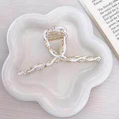 3pcs Faux Pearl Twisted Hair Claw Ponytail Holder Women Girls