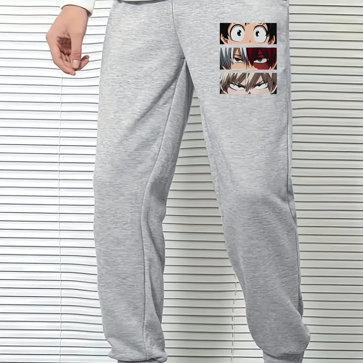 Anime Print Men's Drawstring Sweatpants with Pocket