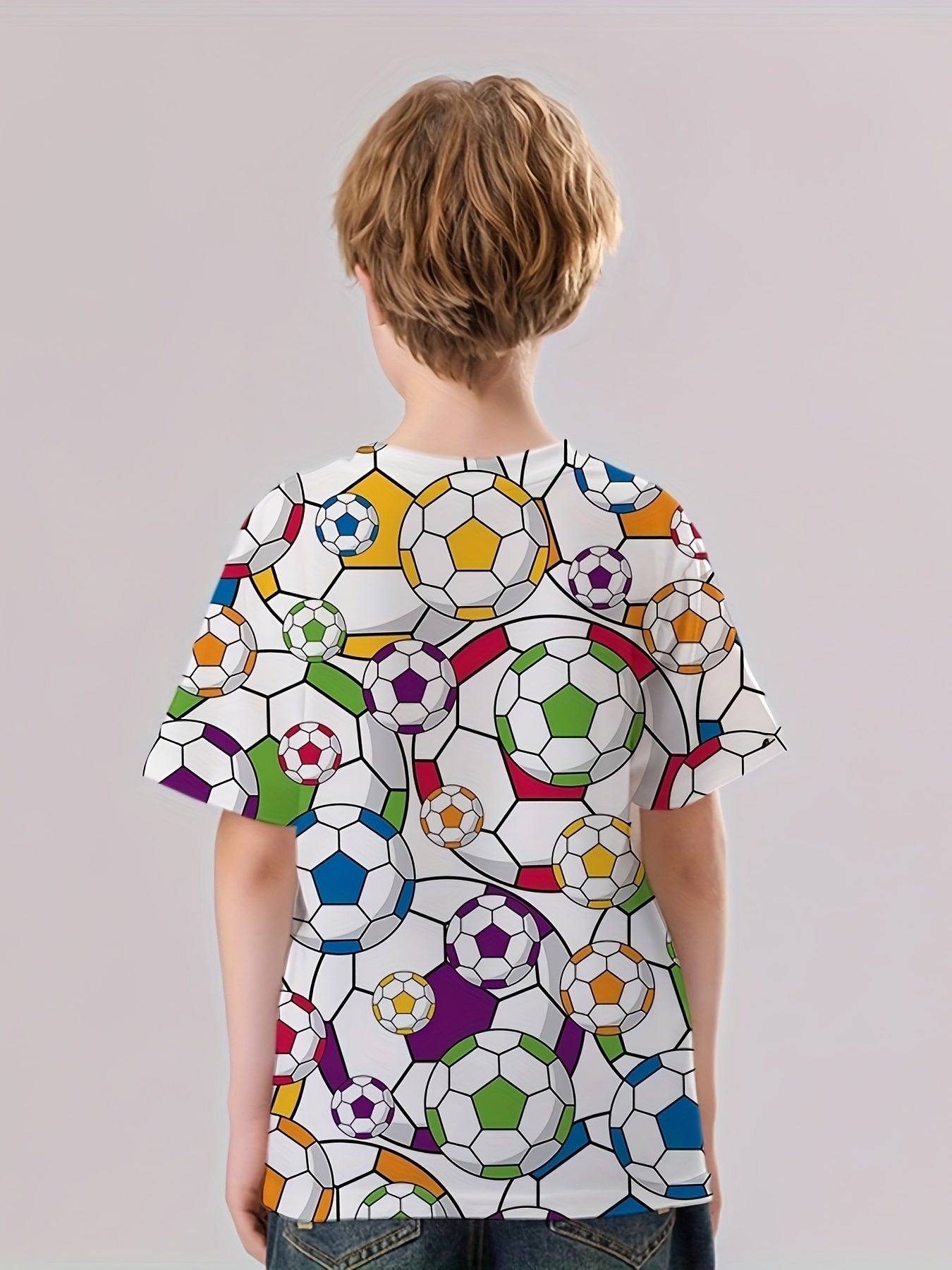 Football 3D Print Short Sleeve T-shirt for Kids Boys