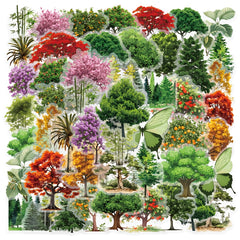YIIMANNER 50pcs Forest Plant Landscape PET Stickers for Scrapbook