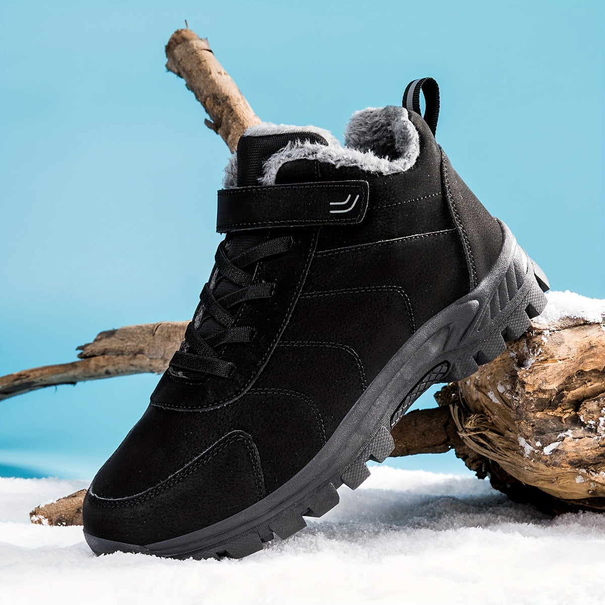 Boy's Solid Snow Boots Warm Fleece Cozy Non slip Ankle Boots Plush Comfy