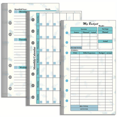 82pcs A6 Budget Page Replacement Core 6 Hole Loose leaf Weekly Monthly Plan