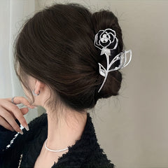 Vintage Metal Rose Flower Hair Claw Back Head Hair Claw Shark Claw Hair Accessor