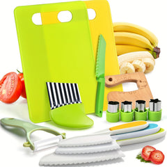 13pcs Kids Cooking Set with Cutting Board, Sandwich Cutter, Peeler
