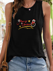 Snowman & Snowflake Pattern Stretchy Sports Vest Sleeveless Top