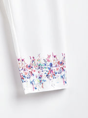 Floral Print Cropped Leggings High Waist Skinny Leggings For Spring & Summer