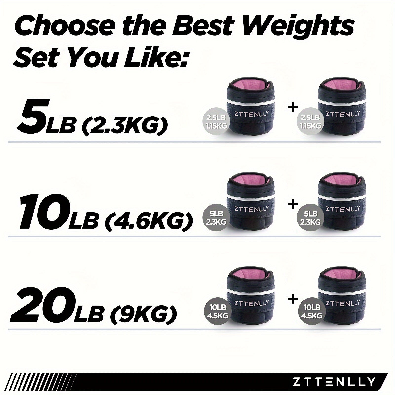 2pcs Adjustable Ankle Weights 2.5-10lbs, Strength Training Fitness Belts