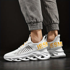Men's Colorblock Knit Lace Up Casual Shoes Lightweight Non Slip Sneaker