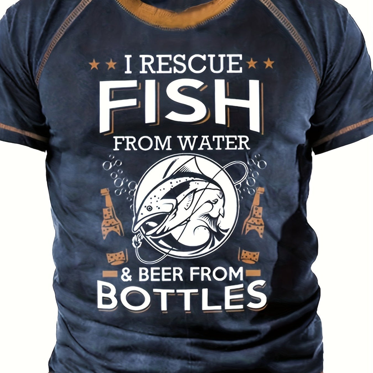Men's Fish Graphic T Shirt Crew Neck Tee for Summer Outdoor Activities