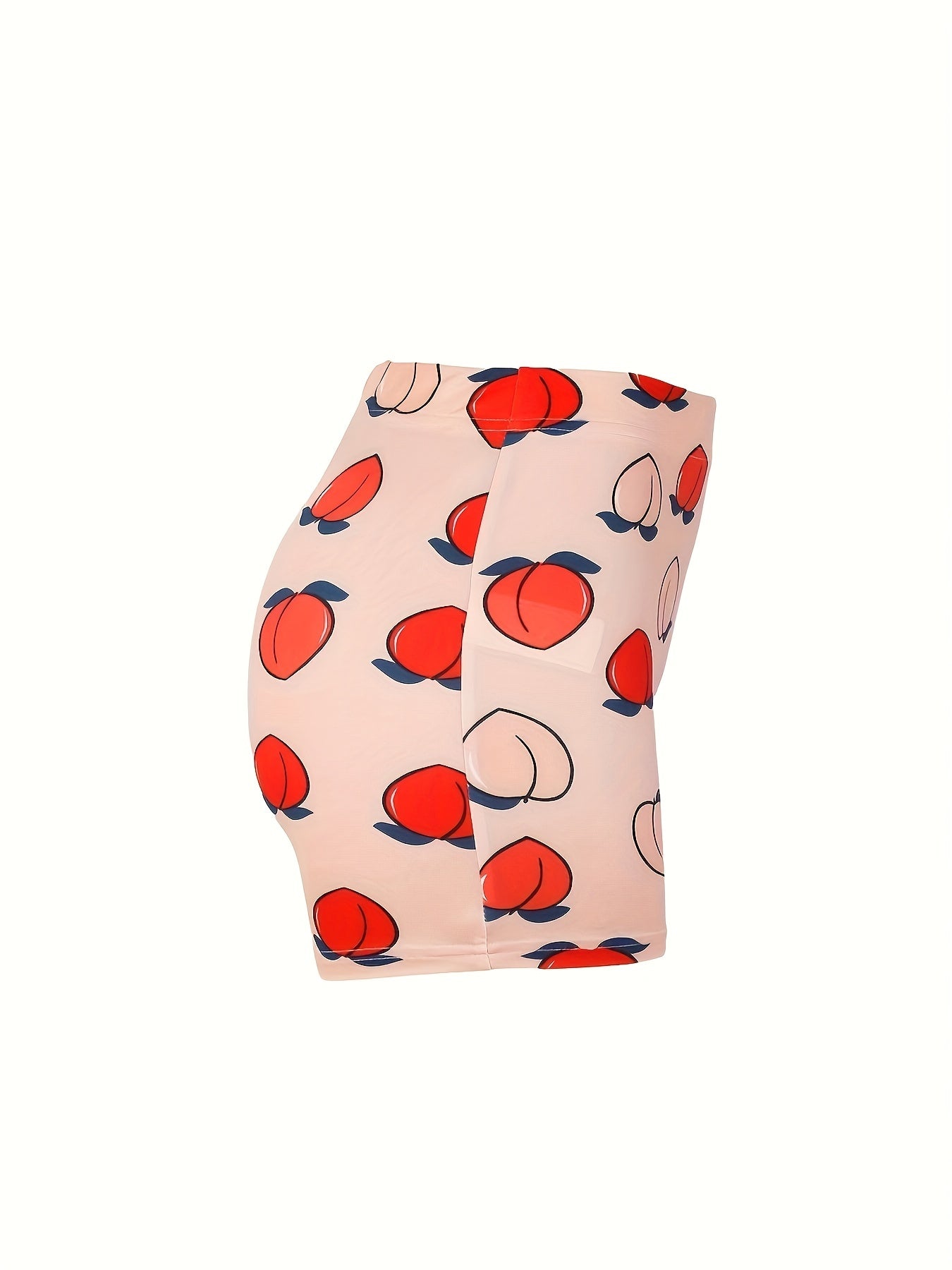  Peach Print High Rise Skinny Shorts