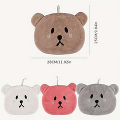 Cartoon Bear Fingertip Towel Hanging Loop Absorbent Soft Towel Bathroom