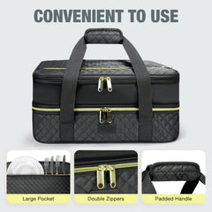 Insulated Lunch Box Double Layer Waterproof Non Leak Fiber Material