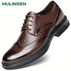 Men's Leather Brogue Oxford Shoes Lace up Formal Dress Shoes