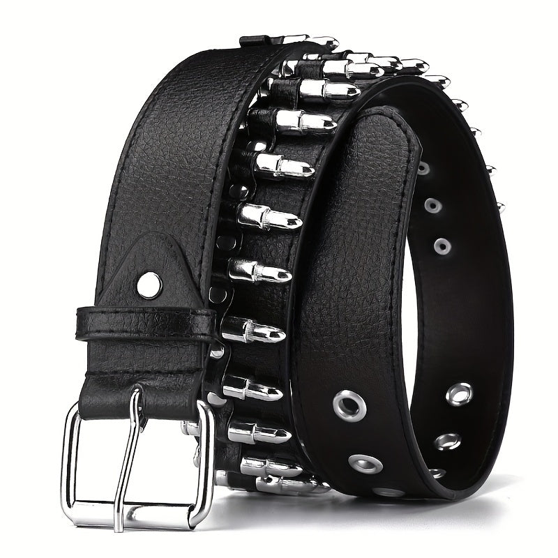 Men's Rivet Leather Belt Bullet Studded Belt