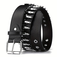 Men's Rivet Leather Belt Bullet Studded Belt