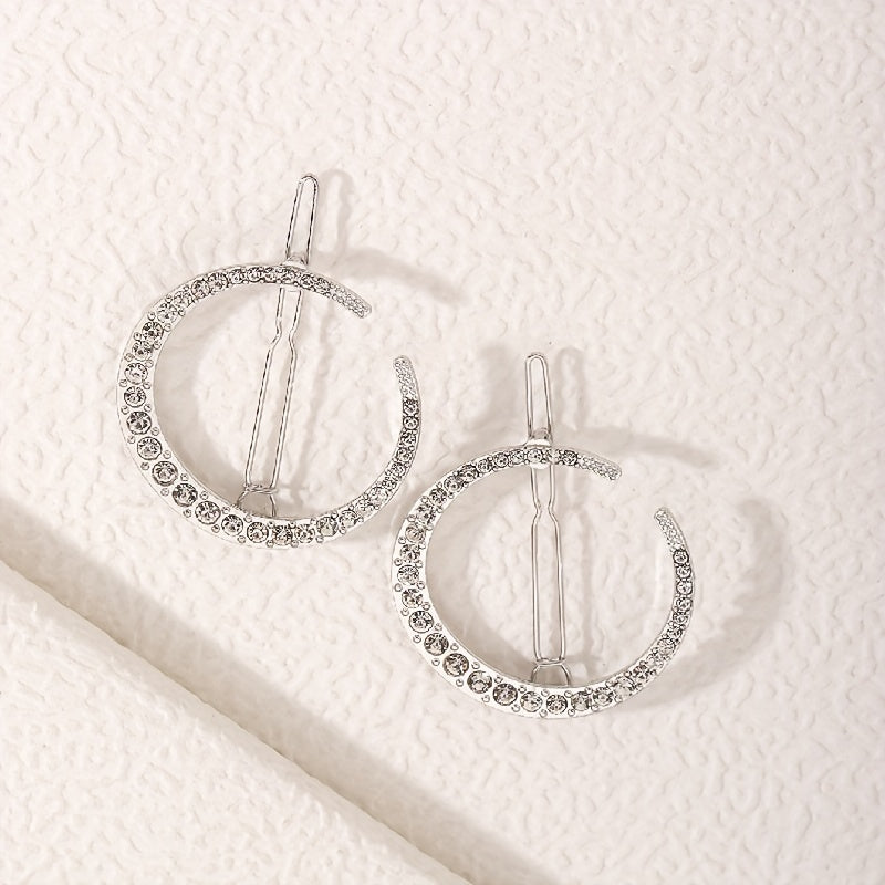 6 PCS Rhinestone Crescent Hair Clips for Women Girls, Hair Accessories