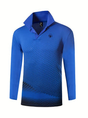 Men's Printed Long Sleeve Shirt Casual Half Button Lapel Shirt