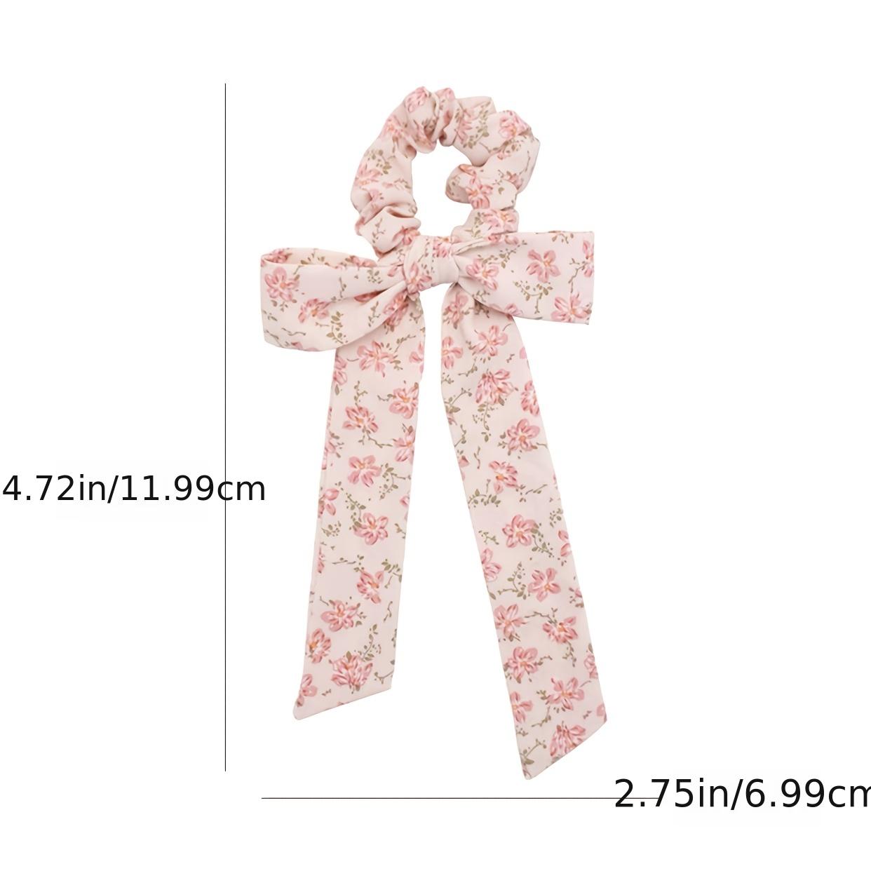 4pcs Floral Bow Hair Tie Ribbon Scarf Large Colorful Scrunchies