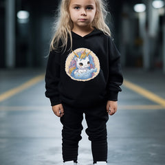 Chubby Unicorn Print Hoodies Pants Set for Kids