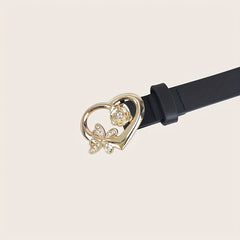 Butterfly Rose Heart Buckle Belt Stylish PU Belt