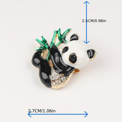 Alloy Panda Bamboo Brooch Pin Chest Accessory