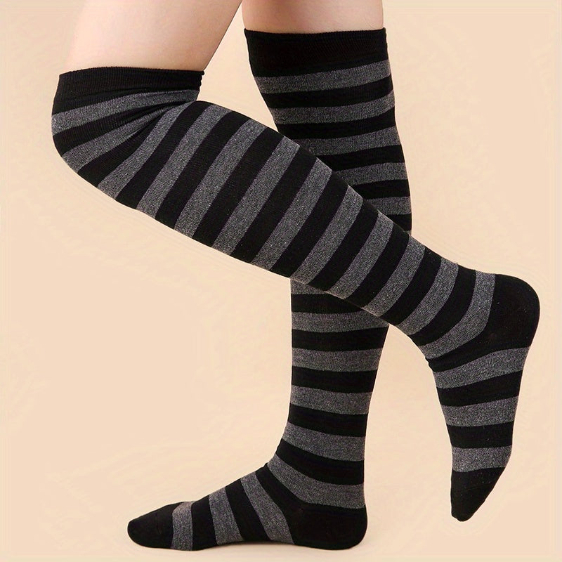 Striped Thigh High Socks Over The Knee Women's Stockings