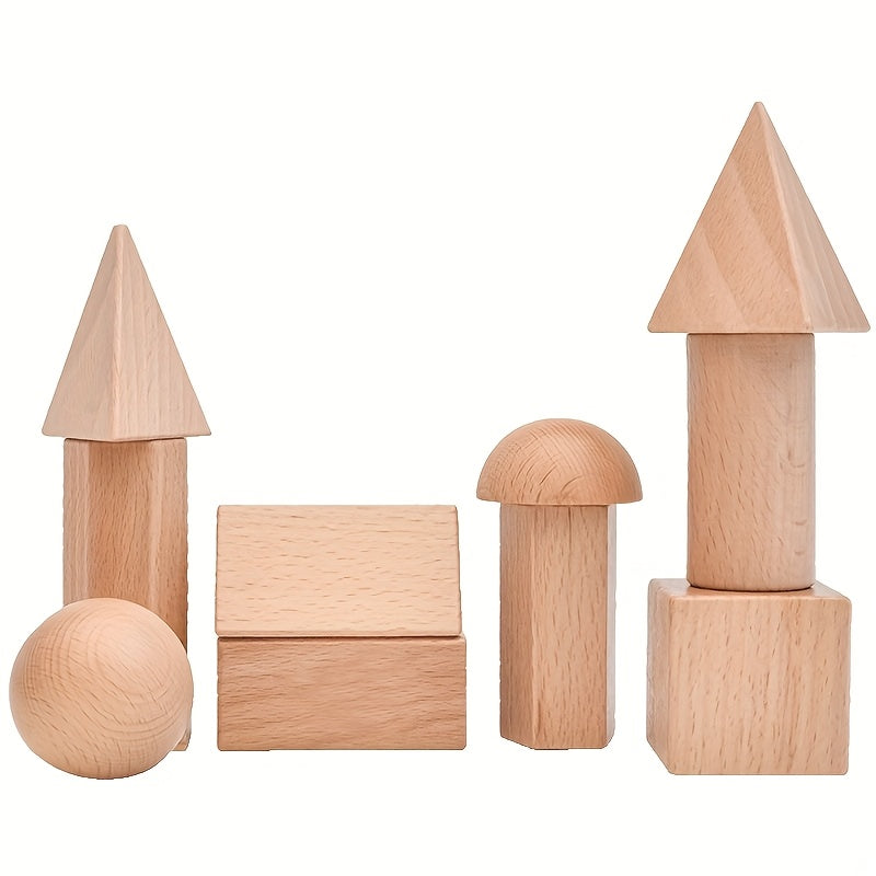 Wooden Geometric Shapes Set for Kids Learning