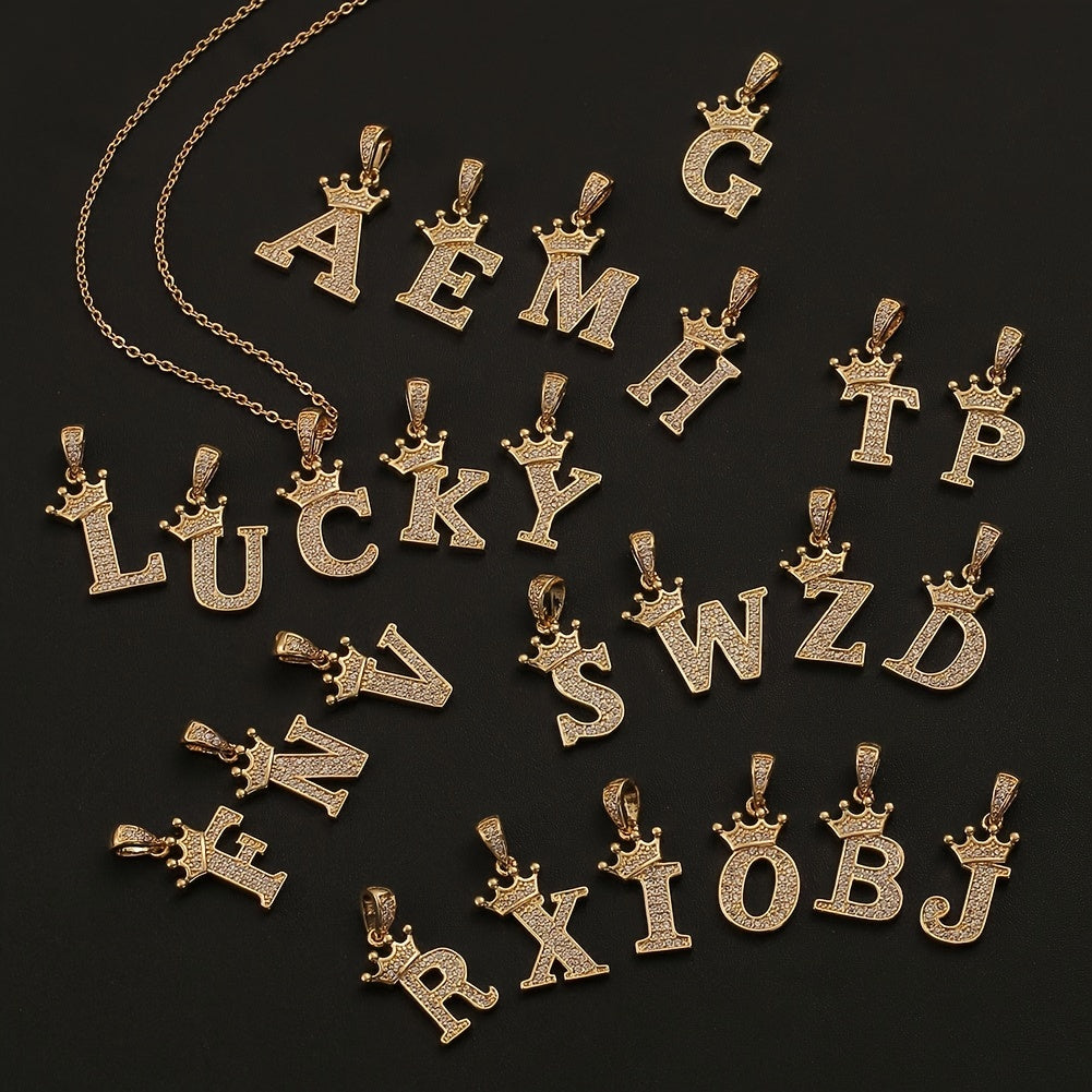 Zircon Inlaid Alphabet Necklace 18K Plated Clavicle Chain for Women