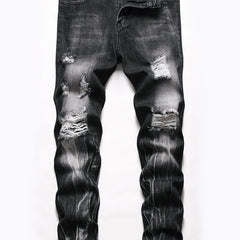 Men's Slim Fit Ripped Jeans Distressed Denim Pants
