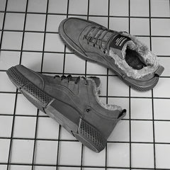 Men's Warm Fleece Solid Skate Shoes Casual Lace up Walking Sneakers Winter