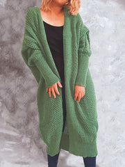  Solid Hooded Batwing Sleeve Cardigan