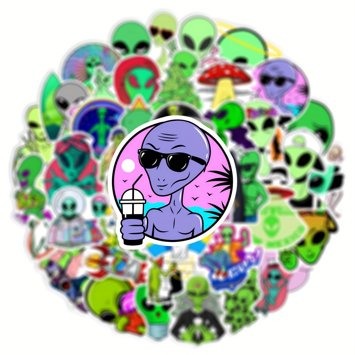 50pcs Aliens Series Doodle Stickers Waterproof DIY Decorative Stickers