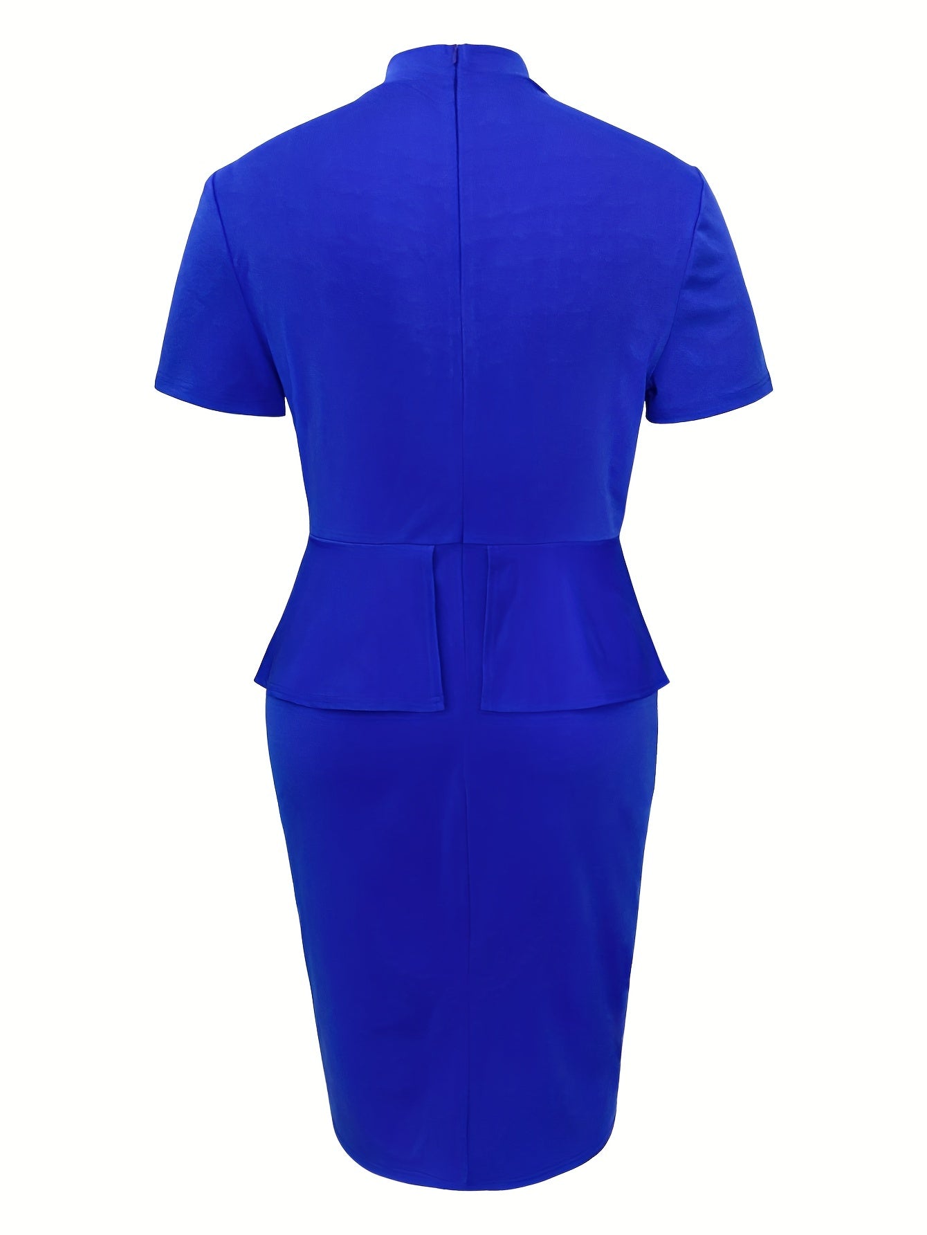  Solid Bow Knot Mock Neck Slim Fit Midi Dress