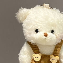 2pcs Plush Teddy Bear Suspenders Keychain Charms Mixed Colors for Backpacks