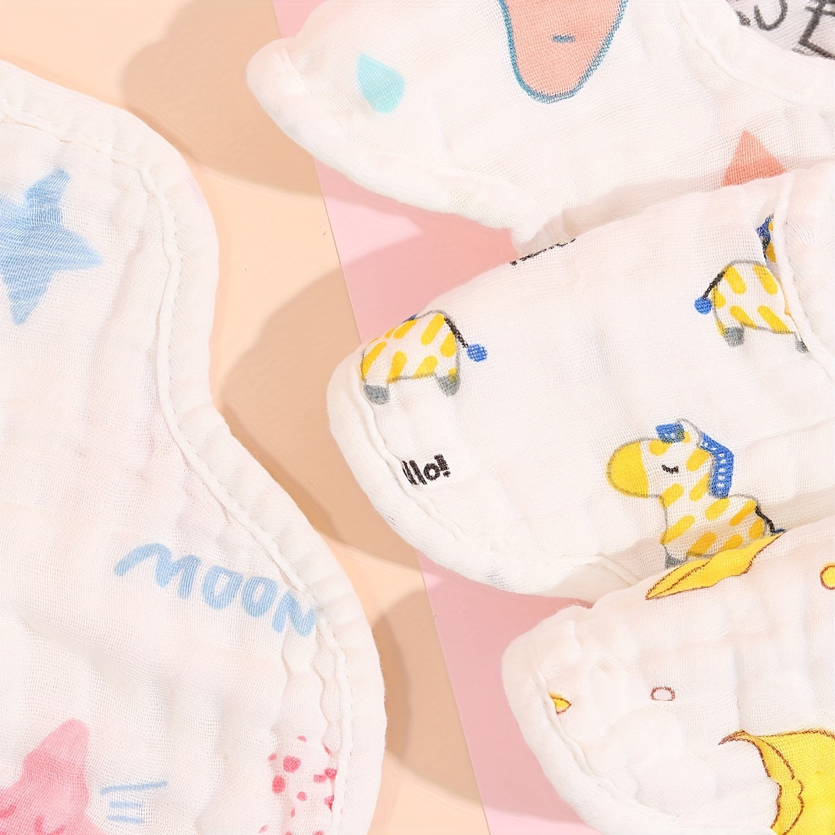 3pcs Baby Bibs Muslin Printing Infant Bib Newborn Burp Cloths