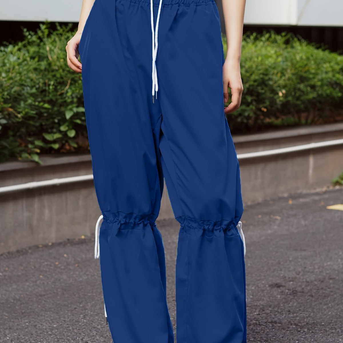  Drawstring Wide Leg Trousers - High Rise Elastic Waist