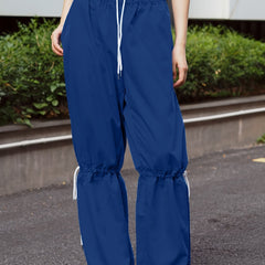  Drawstring Wide Leg Trousers - High Rise Elastic Waist