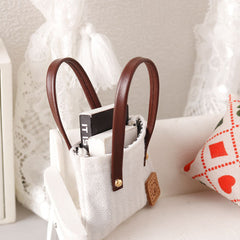 Mini Canvas Shoulder Bag for La Bubu OB11 Dollhouse Woven Micro Bag