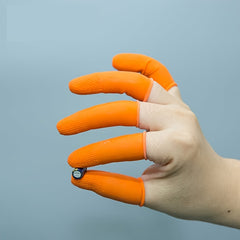 100pcs Latex Finger Cots Non-slip Protective Orange Disposable Thickened
