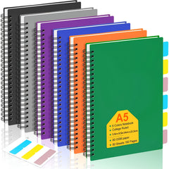 6pcs Subject Spiral Notebook College Ruled 80 Sheets Writing Journal