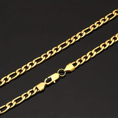 Golden Titanium Steel Chain Necklace Hip Hop Jewelry