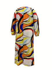  Colorblock Stripe Long Sleeve Maxi Dress