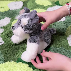 Realistic Soft Schnauzer Puppy Gray Teddy Bear Companion Plush
