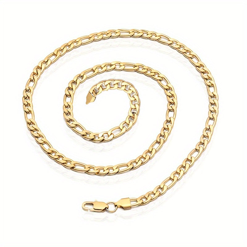 Golden Titanium Steel Chain Necklace Hip Hop Jewelry
