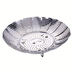 1pc Steamer Basket Stainless Steel Folding Insert for Veggie Fish Seafood