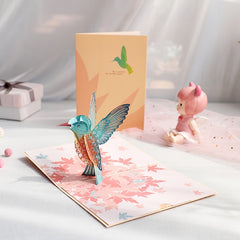 3D Birthday Greeting Card Maple Leaf Bird Paper Carving Creative Gift