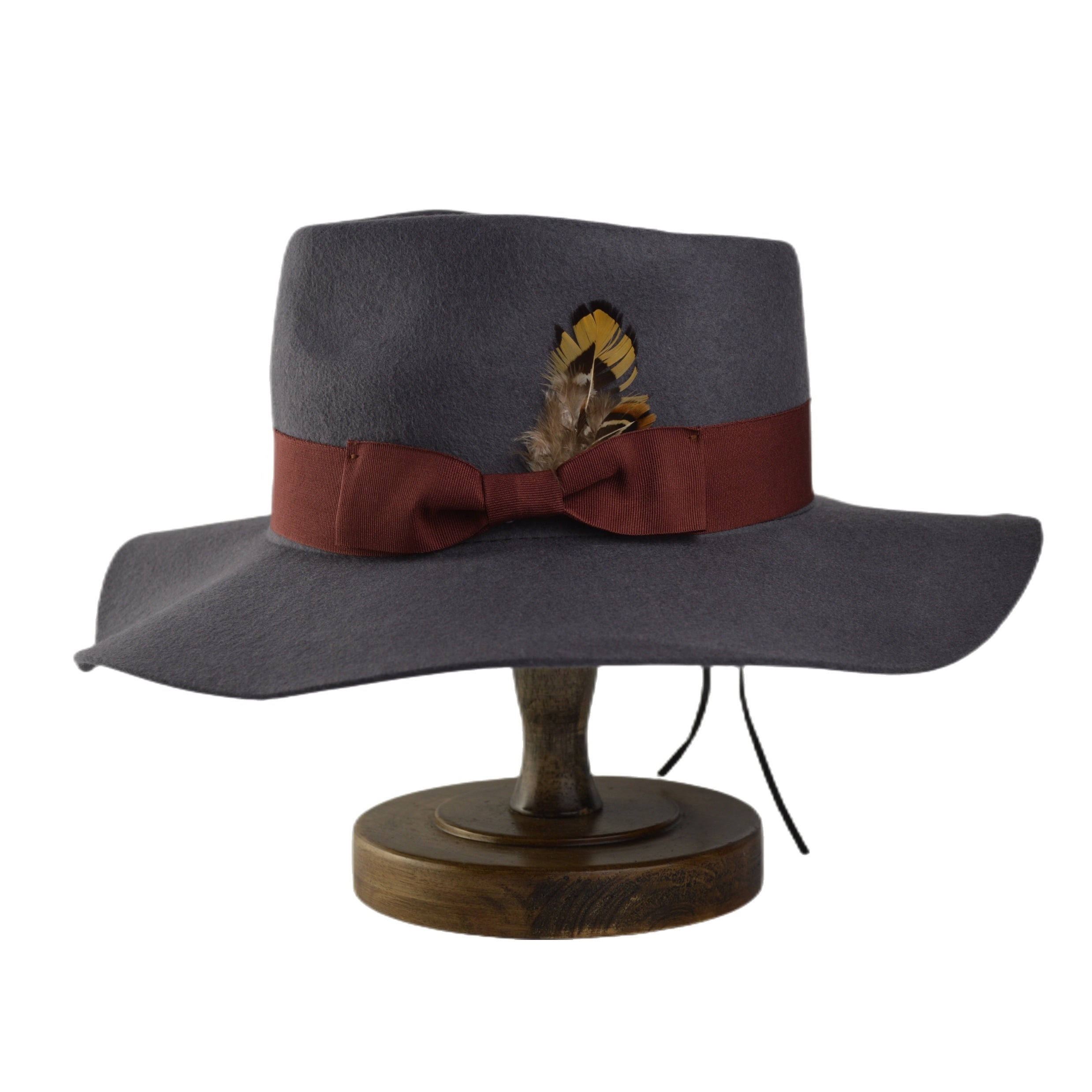 Pure Wool Felt Hat Monochrome Tweed Spell Cap Belt With Accessories