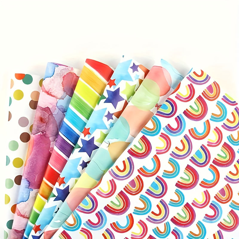 6pcs Colorful Cartoon Birthday Gift Wrapping Paper Roll