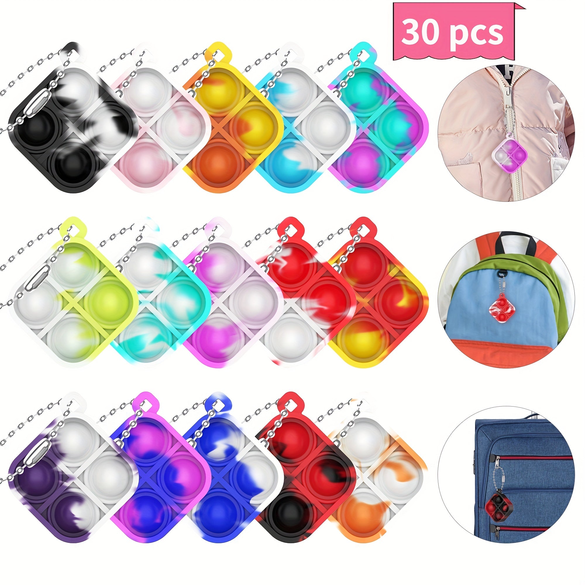 Mini Pop Keychain Fidget Toys Bulk Silicone Stress Relief Hand Toys For Toddlers